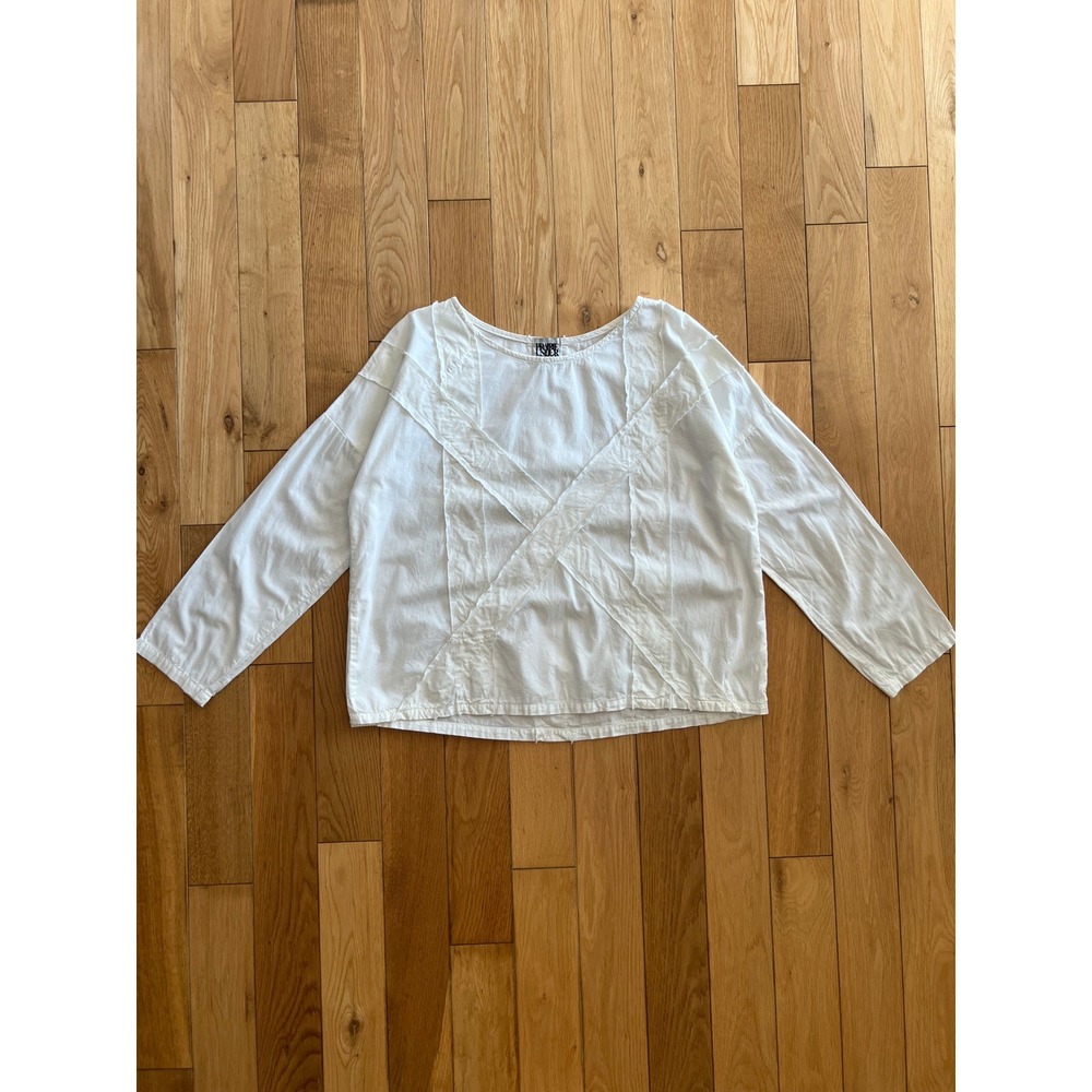 Prairie Underground Organic Cotton White Long Sleeve Shirt Womens Size L